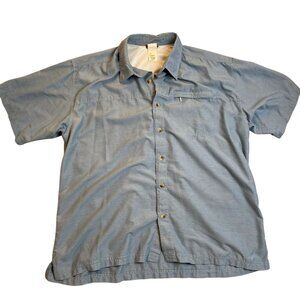 The North Face Mens Shirt XL Short Sleeve Button-Up Blue Rayon/Polyester Blend